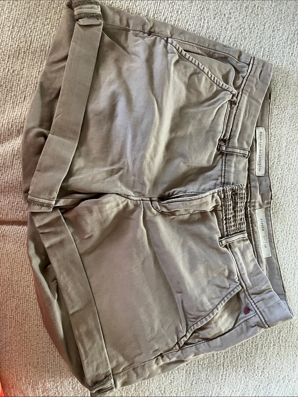 Pilcro and the Letterpress Olive Roll-Hem Bermuda Shorts